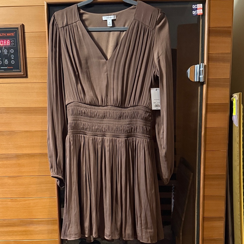 Nine West Chocolate Long Sleeve Dress new with tags